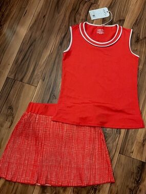 Red Girls' Golf Dri-Fit Tank Top & Skirt Set - Garb